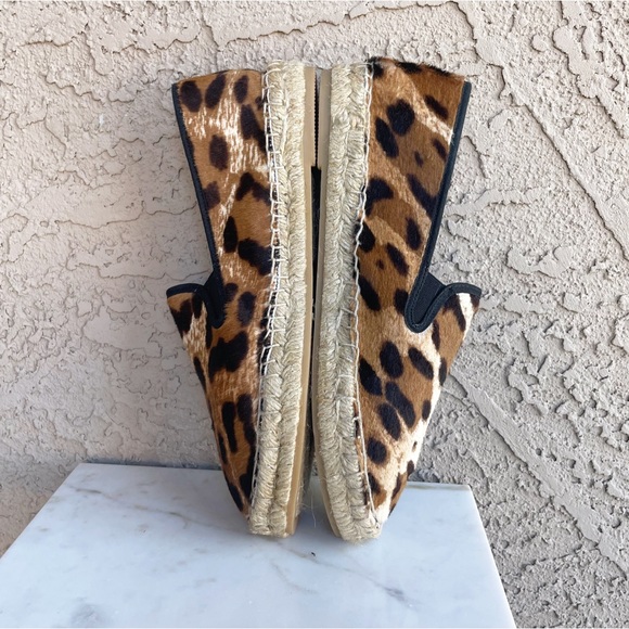 J. CREW NWOT Tan & Brown Leopard Calf Hair Espadrilles Sneaker Flats Sz 7 - Picture 3 of 11